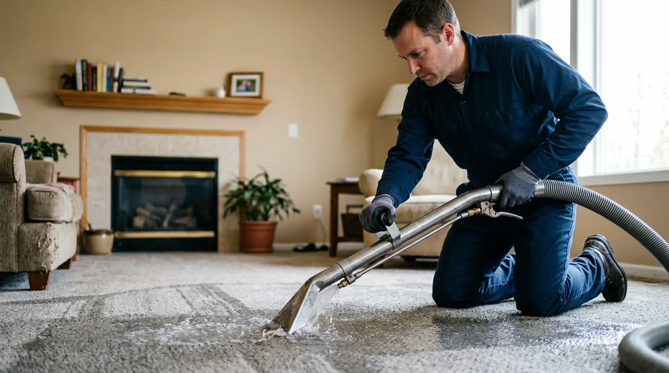 Water damage restoration technician working near Twinsburg, OH